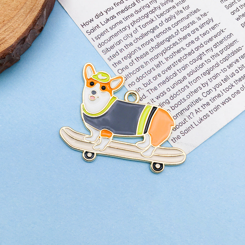 Wholesale Cartoon Japanese Cute Puppy Dog Drip Oil Alloy Necklace Bracelet Pendant